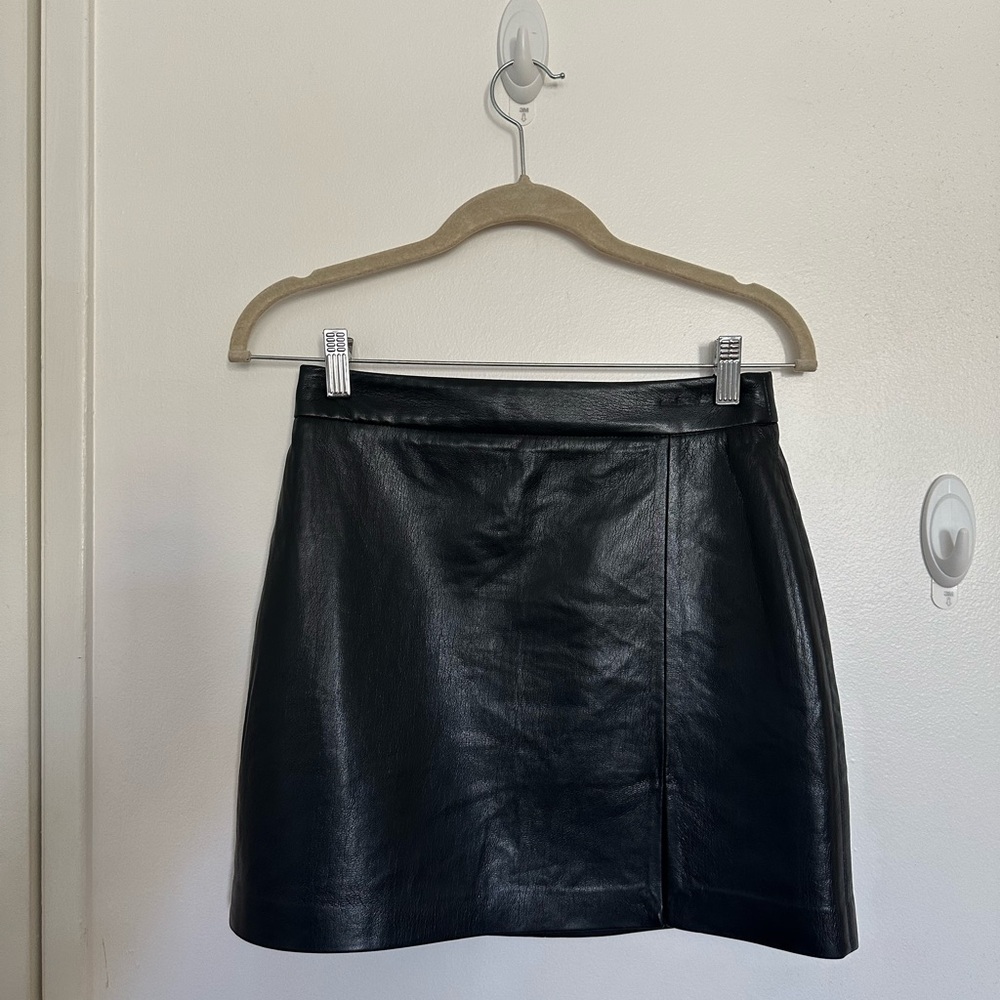 Aritzia Black Leather Skirt